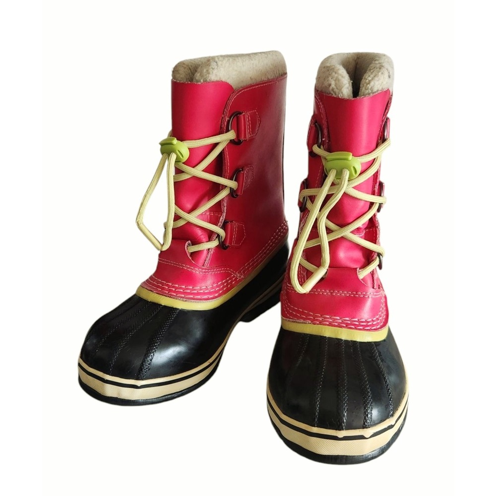 SOREL Yoot Pac Pink Winter Snow‎ Boot Sherpa Lining Youth Size Big Girls US 5